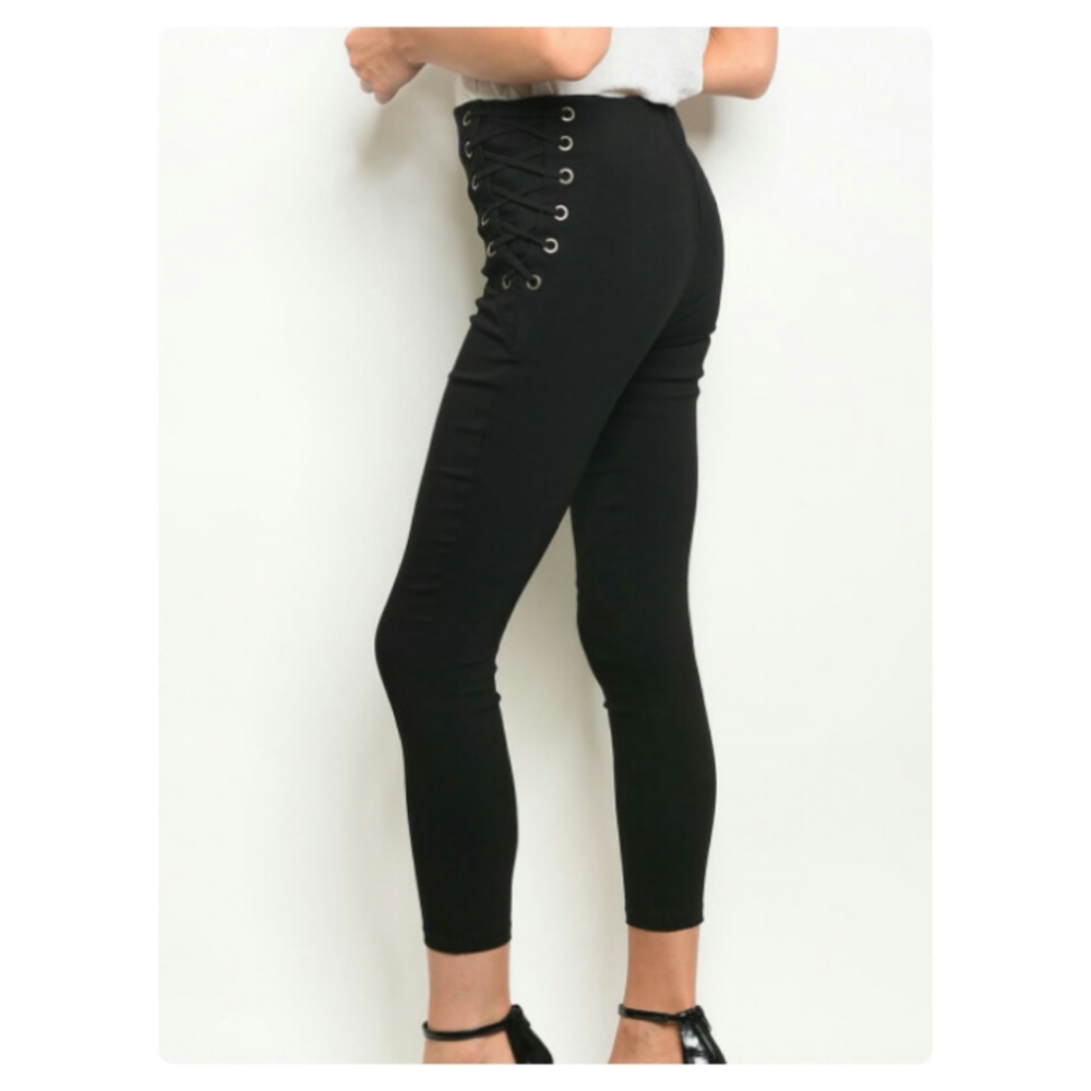 ALMOST GONE! BLACK LACE UP SKINNY PANTS⛄ - Picture 4 of 8